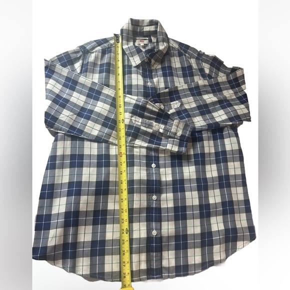 Levi's Womens Boyfriend Fit Plaid Long Sleeve Button Up Shirt Large Blue Cotton - Picture 5 of 12
